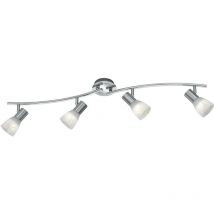 Frankystar - Levisto Barre led 4 Spots Orientables. Acier + Verre alabaster. L.88