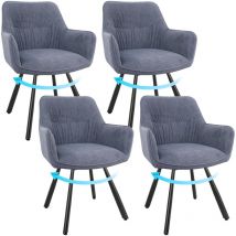 Esszimmerstühle 4er Set Drehbar, Armlehnstuhl drehbar 180°, Küchenstühle mit Metallbeine, Grau - Lewe