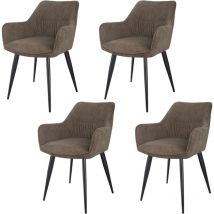 Esszimmerstühle 4er Set, Ergonomisch Polsterstuhl, Küchenstühle mit Armlehne, Metallbeine, Breitere Sitzfläche, Braun - Lewe