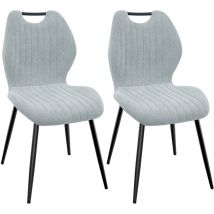 Esszimmerstühle 2er Set, Küchenstühle, Polsterstühle, Wohnzimmerstühle mit Stoff-Rückenlehne und Metallbeinen - Cyanfarben - Lewe