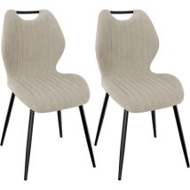 Lewe - Esszimmerstühle 2er Set, Küchenstühle, Polsterstühle, Wohnzimmerstühle mit Stoff-Rückenlehne und Metallbeinen - Khaki