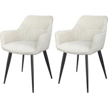 Lewe - Silla de Comedor Pack 2, Acolchada con Reposabrazos, Ideal para Cocina, Sala de Estar, Oficina - Beige