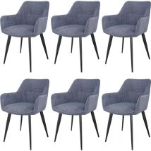 Lewe - Silla de Comedor Pack 6, Acolchada con Reposabrazos, Ideal para Cocina, Sala de Estar, Oficina - Gris