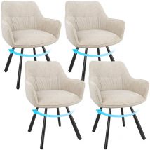 Lewe - Sillas de Comedor Pack 4, 180° Giratoria Sillas de Cocina con Reposabrazos y Respaldo, Sillas de Salón Moderna con Patas de Metal, Caqui