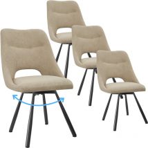 Lewe - Sillas de Comedor Juego de 4, Asiento con Retorno automático, Silla giratoria 180°, Silla de Cocina con algodón imitación Cachemira - Caqui
