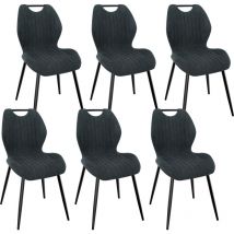 Lewe - Sillas de Comedor Juego de 6, Sillas de Cocina Silla de Salón Silla Tapizada con Patas de Metal, Silla con Respaldo de Tela, Gris Oscuro