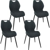 Lewe - Sillas de Comedor Juego de 4, Sillas de Cocina Silla de Salón Silla Tapizada con Patas de Metal, Silla con Respaldo de Tela, Gris Oscuro