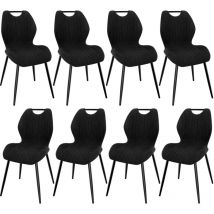 Lewe - Sillas de Comedor Juego de 8, Sillas de Cocina Silla de Salón Silla Tapizada con Patas de Metal, Silla con Respaldo de Tela, Negra