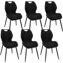 LEWE Sillas de Comedor Juego de 6, Sillas de Cocina Silla de Salón Silla Tapizada con Patas de Metal, Silla con Respaldo de Tela, Negra