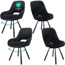 Lewe - Sillas de Comedor Pack de 4,Sillas Cocina,Silla Giratoria 180°,Asiento con Función de Retorno Automático, Negro