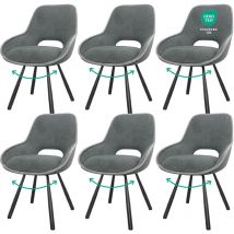 Lewe - Sillas de Comedor Pack de 6,Sillas Cocina,Silla Giratoria 180°,Asiento con Función de Retorno Automático, Gris