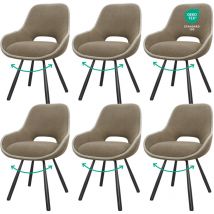 Lewe - Sillas de Comedor Pack de 6,Sillas Cocina,Silla Giratoria 180°,Asiento con Función de Retorno Automático, Marrón