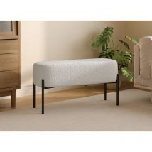 Deco In Paris - leyan - Banquette en tissu effet peau de mouton blanc écru et pieds en métal noir leyan