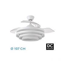 Lüfter 72w Dc Kai White 3 Blades Transp. 6 Vel. 3 Farben 43/58x50/107/Quake,memory & temp. 6120lm - Fabrilamp