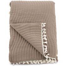 Lias couvre-lit 180x260cm marron, offwhite.