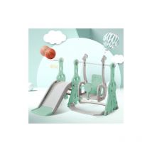 Liberté - Toboggan pour enfants 4 en 1, balançoire avec support de basket, toboggan de jardin pour l'intérieur et l'extérieur