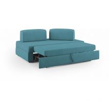 Divani.store - Liberty Canapé sans pouf extractible et dossier amovible en tissu imperméable T02 200 cm bleu ciel