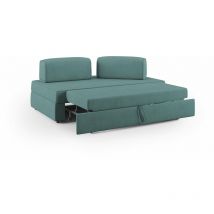 Liberty Canapé avec pouf extractible et dossier amovible en tissu imperméable T02 200 cm bleu canard