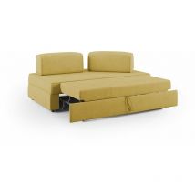 Divani.store - Liberty Canapé sans pouf extractible et dossier amovible en tissu imperméable T02 180 cm jaune