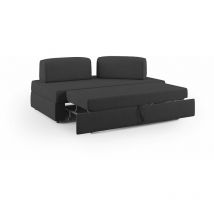 Liberty Canapé avec pouf extractible et dossier amovible en tissu imperméable T02 200 cm noir