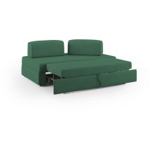 Divani.store - Liberty Sofá con puff extraíble y respaldo desmontable en tela impermeable 200 cm Verde sin puff