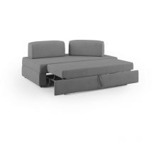 Liberty Sofa ohne ausziehbarer Ottomane mit beweglichen Rückenlehnen aus weichem wasserfestem Stoff T02 180 cm grau