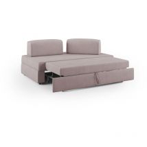 Liberty Sofa mit ausziehbarer Ottomane und beweglichen Rückenlehnen aus weichem wasserfestem Stoff T02 180 cm rosa