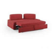Divani.store - Liberty Sofa ohne ausziehbarer Ottomane mit beweglichen Rückenlehnen aus weichem wasserfestem Stoff T02 200 cm rot