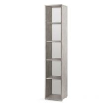 Librería alta moderna en madera Beton Cemento con cuatro estantes 39x41x h199 cm