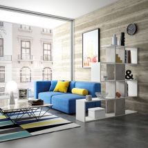 Terraneo - Librería moderna 5 estantes en hormigón blanco.