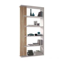 Librería abierta de diseño de roble blanco cm 90 x 25 x 180 h