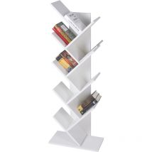 Ml-design - ml design Libreria con 8 Livelli a Forma di Albero in Legno 50 x 25 x 140 cm Bianco Robusto e Resistente ai Graffi Scaffale da Pavimento