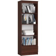 Akord - Librería R60 Wenge 60 cm 1 cajón frente en color Wenge 4 estantes 60x35x180 cm