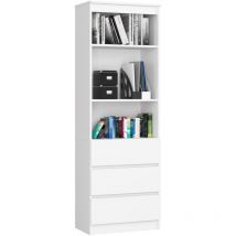 Akord - Librería R60 Blanco 60 cm 3 cajones frente en color Blanco 3 estantes 60x35x180 cm