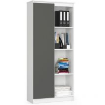 Librería Akord R80 Blanco 80 cm 1 puerta frente en color Grafito Gris 4 estantes 80x35x180 cm