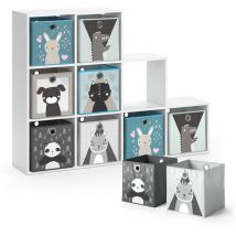 Libreria bambini , Bianco, 142.4 x 107.8 cm con 8 scatole pieghevoli Vicco
