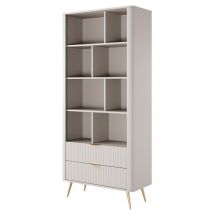 Pascal Morabito - Libreria con 2 cassetto e 8 nicchie in mdf Beige e Dorato - elonaria di