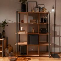 Finori - Libreria rovere quercia a cubi con profili antracite Denver31