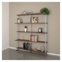 Original Legno Italia - Libreria in Legno Divisorio Moderno Design Open Space made in italy mod. Smile Noce L150 x P30/22 x 190H