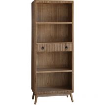 Bibliothèque Décorative Murale en Bois et Métal Parümm Lessime 75x40x189 cm 4 Étagères et 1 Tiroir Design Vintage