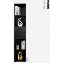 Ahd Amazing Home Design - Estantería de oficina o salón alta con 2 cajones y 4 estantes 36x30x171 cm Reiff - Negro