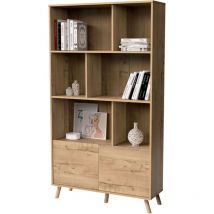 Libreria Salón Oslo 2 Puertas 6 Estantes Con Patas Color Roble Gold 100x180x30 cm