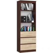 Akord - Armadio da ufficio R60 Wengé 60 cm 3 cassetti inserto frontale Sonoma Quercia 60x35x180 cm