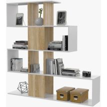 Libreria Scaffale Multiuso Zig Zag Bianca E Rovere Con Ripiani 145 X 29 X 145 Cm Salone Studio Camera 0f2251a