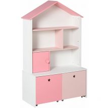 Libreria Scaffale Portagiochi per Cameretta 80x34x130 cm Rosa