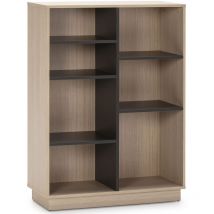 Vs Venta-stock - Libreria Scaffale Vigo 110x80 cm, Scaffale Ufficio, Rovere e Grigio, 80 cm (Larghezza) 33 cm (Profondità) 110 cm (Altezza)