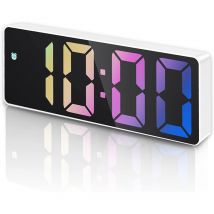 Longziming - Lichtwecker, Digitaler Wecker mit Schlummerfunktion mit LED-Anzeige für Temperatur und Datum, Sprachsteuerung, USB-/Batteriebetrieb,