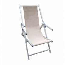 Lido Aluminium und Textilene Beach Deck Stuhl mit verstellbaren Armlehnen in 3 Ketchpositionen - Beige - Beige