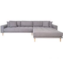 Lido canapé , loungesofa tourné vers la droite avec 4 coussins gris clair.