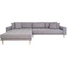 Lido canapé , loungesofa tourné vers la gauche avec 4 coussins gris clair.